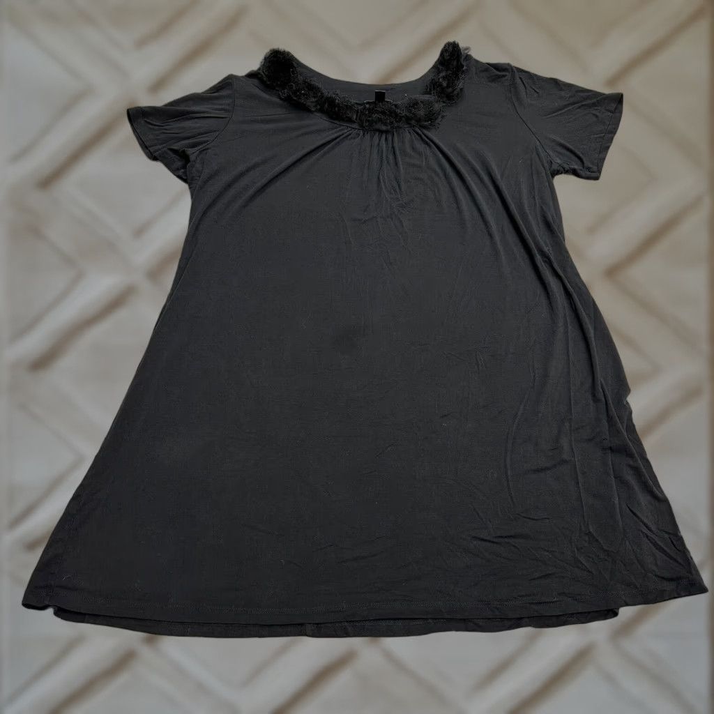 Forever 21 Forever Woman Blouse Tunic Plus Size 1X Black Short Sleeve Stretch Floral Casual Womens Size XL / US 12-14 / IT 48-50 - 1 Thumbnail