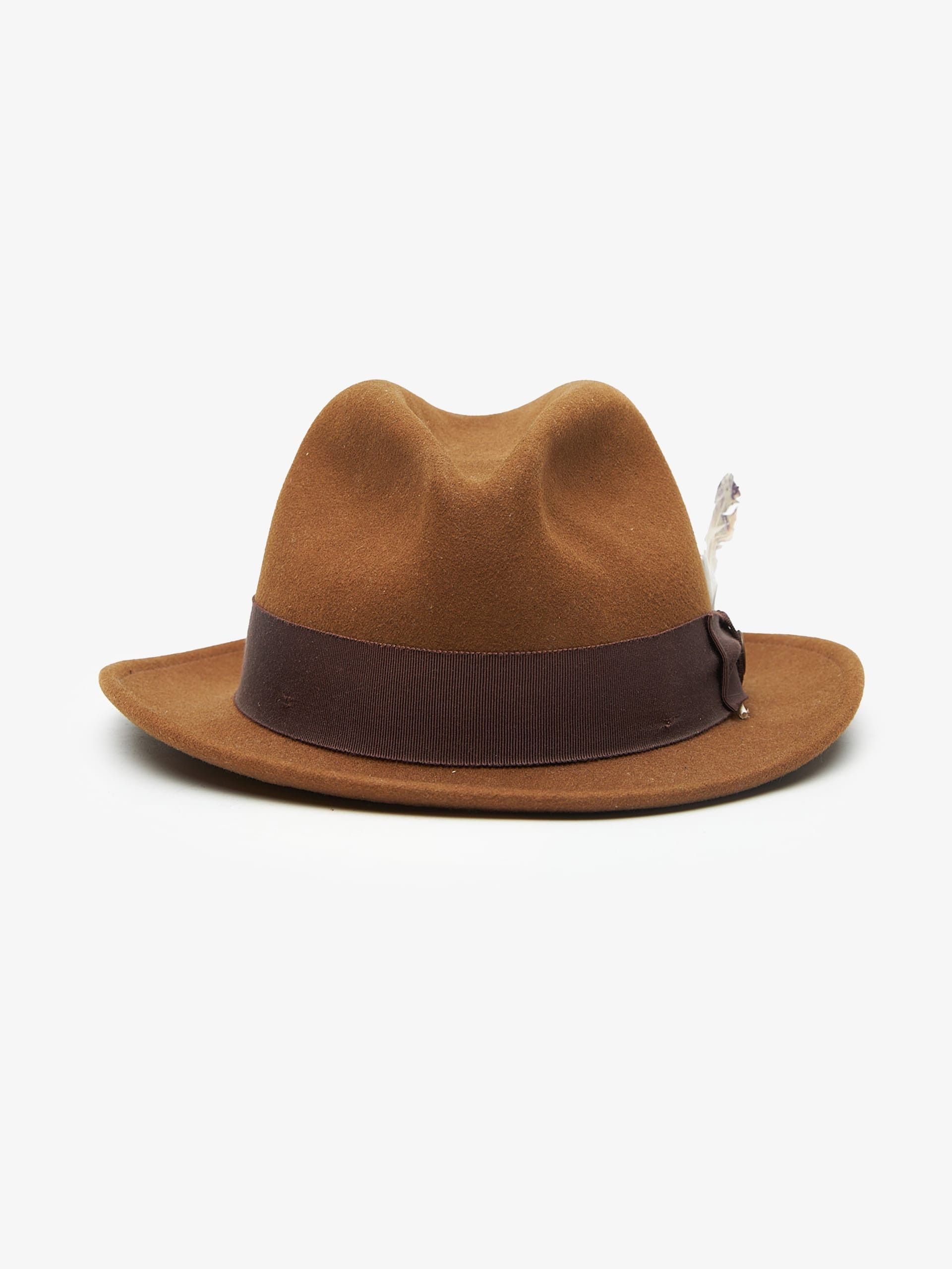 Borsalino Brown Feather Fedora Hat Size ONE SIZE - 1 Thumbnail