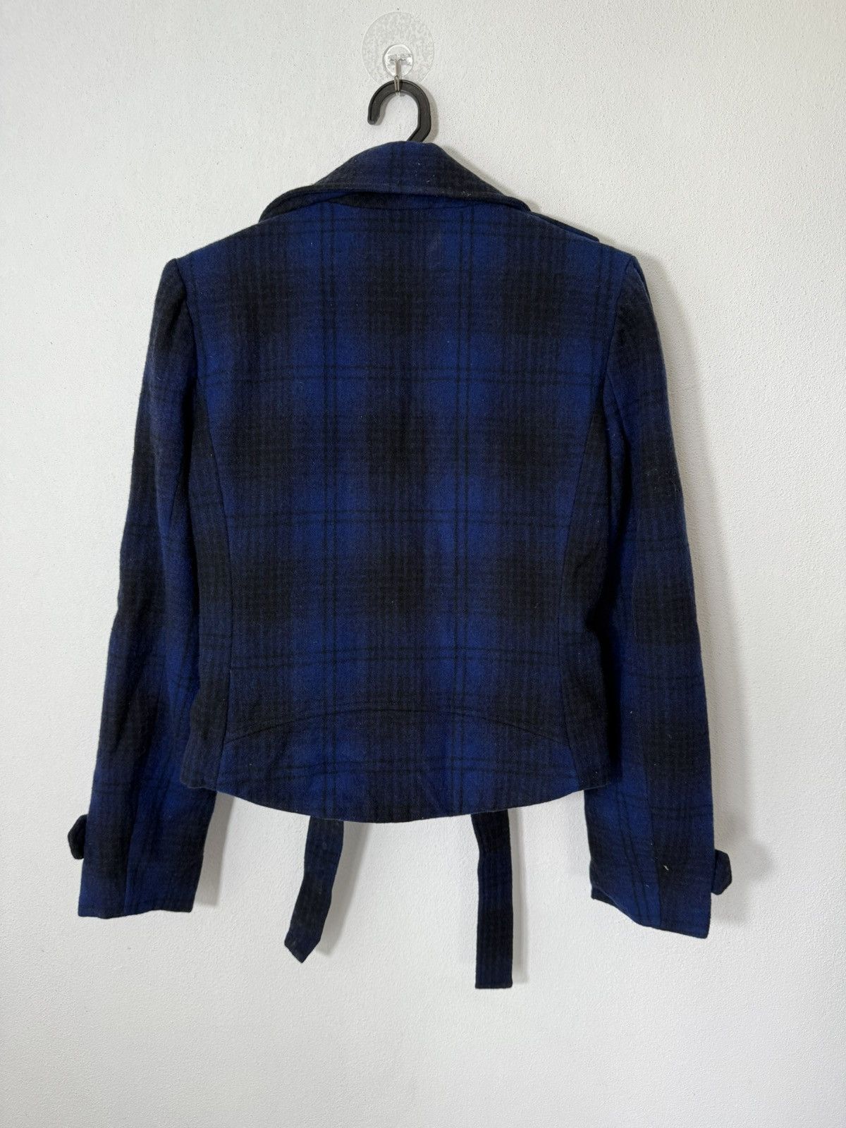 Calvin Klein × Calvin Klein 205W39NYC CALVIN KLEIN ASYMMETRIC JACKET BIKER DESIGN BLUE BLACK PLAID Size M / US 6-8 / IT 42-44 - 6 Thumbnail