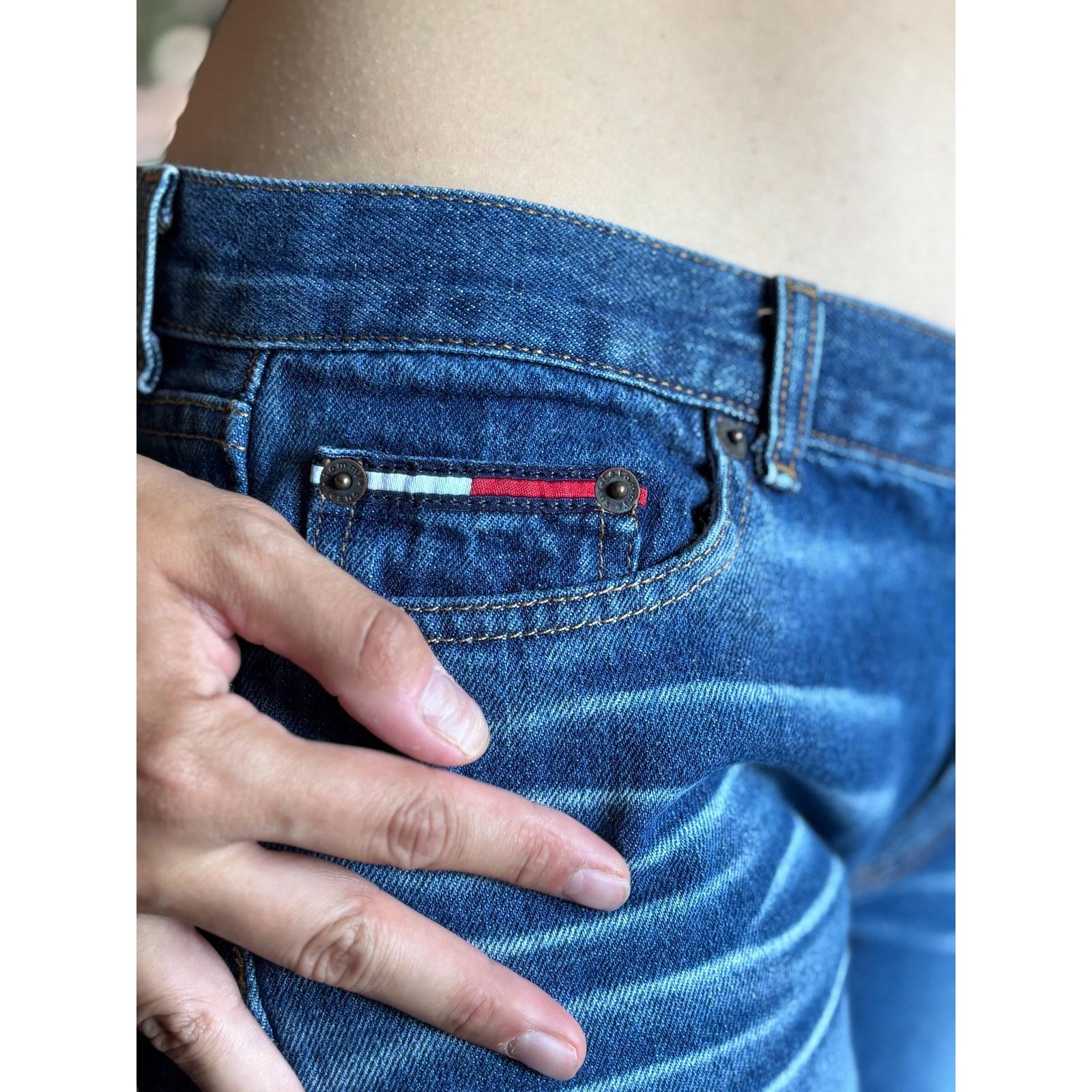 Tommy Hilfiger Tommy Jeans Blue Denim Pants 11/31 Flag Pocket Vintage Y2K Size US 31 - 5 Thumbnail