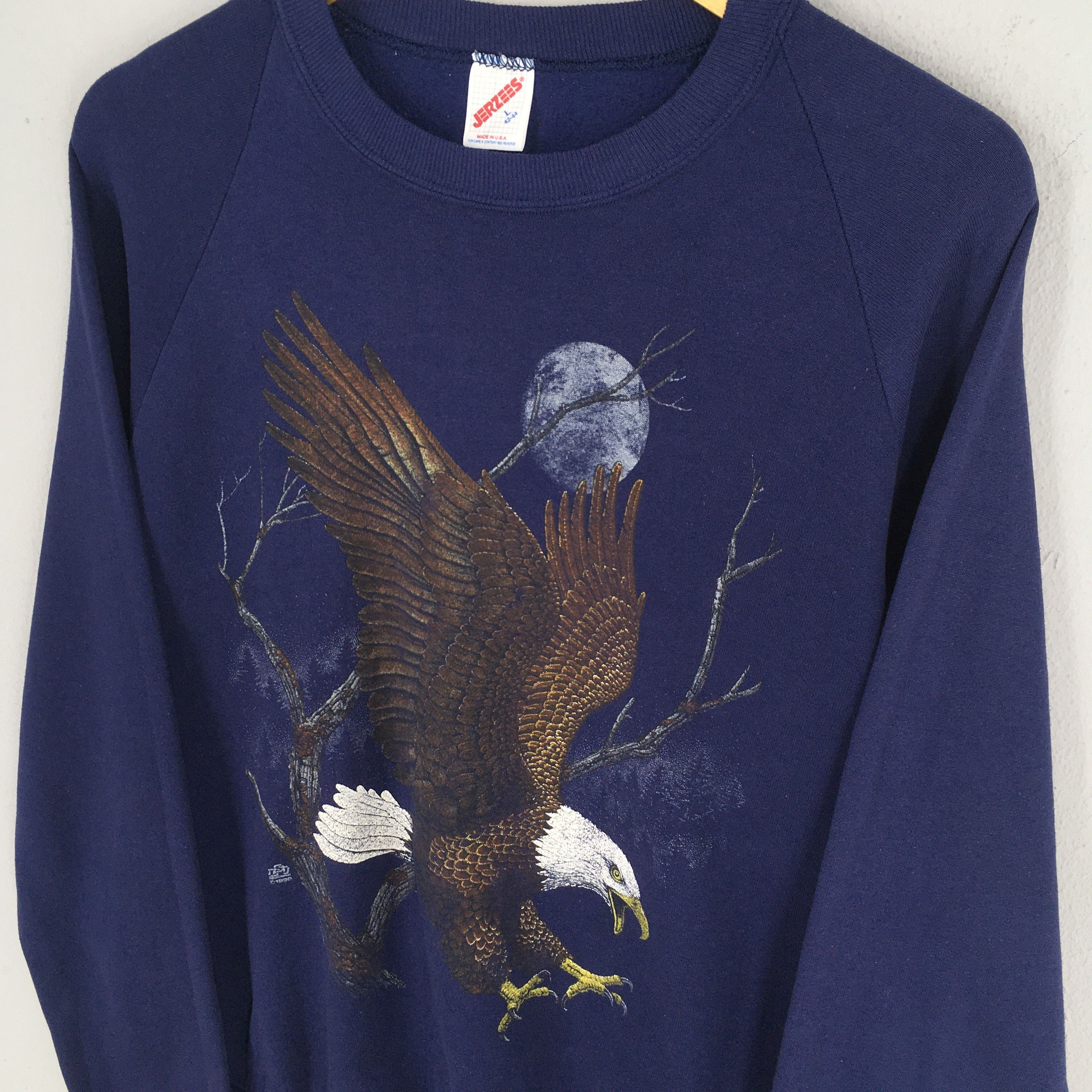 Habitat × Vintage Vintage 90s Alaska Bald Eagles Blue Sweatshirt Large Size US L / EU 52-54 / 3 - 3 Thumbnail