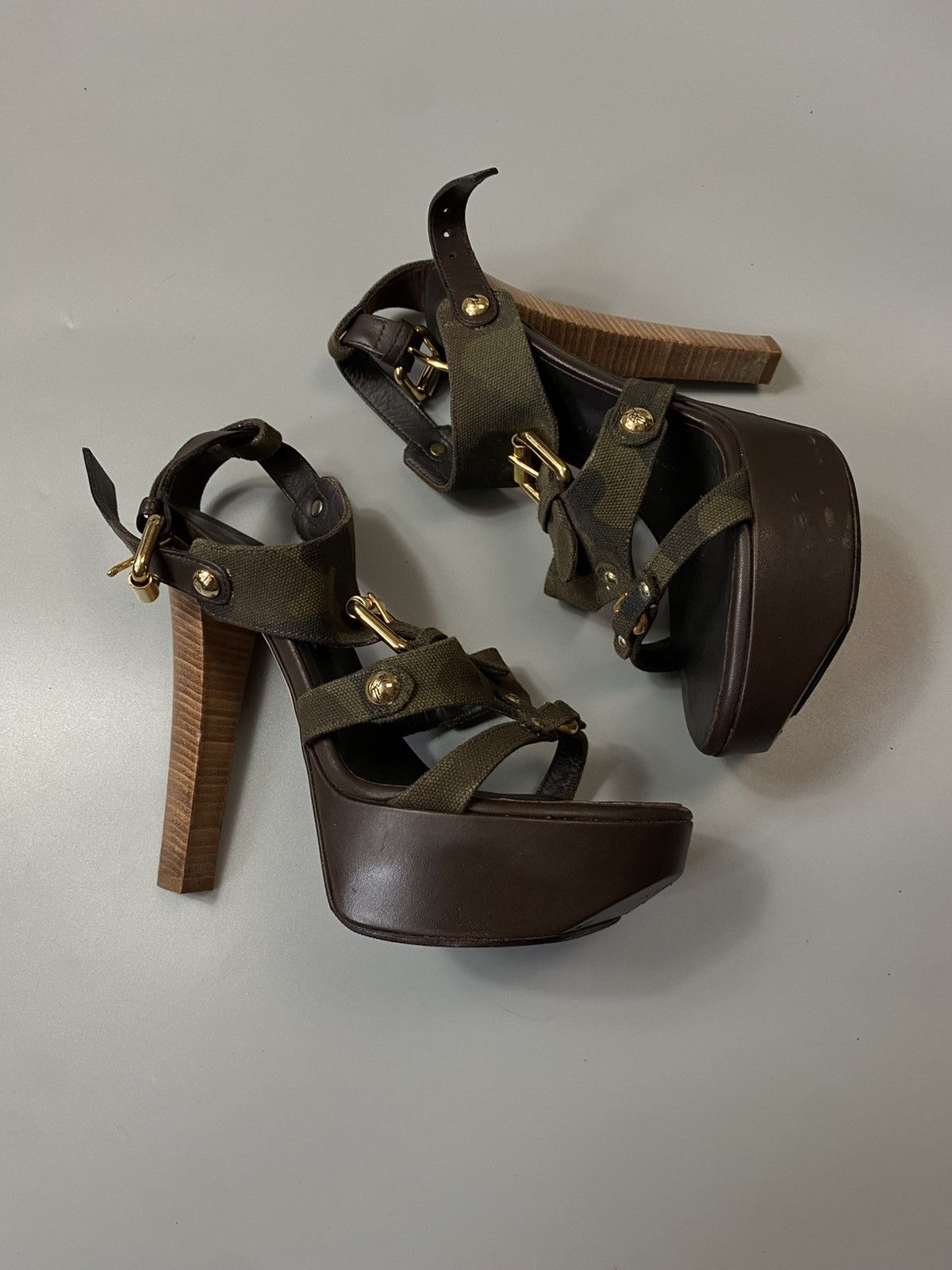 Giuseppe Zanotti Avant Garde Camo Platform Heels Shoes in Green, Women's (Size 8)
