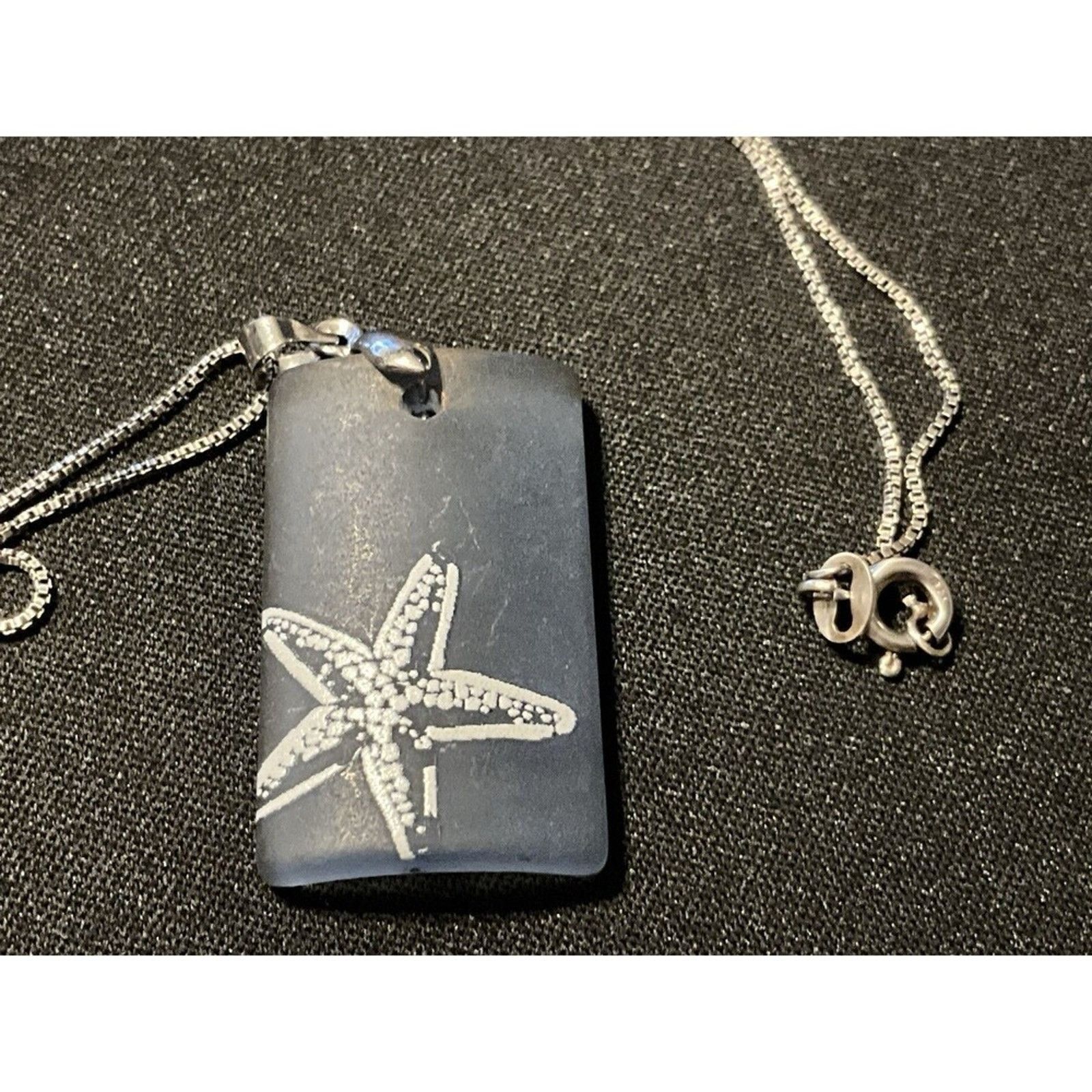 Other 18in 925 Sterling Silver Chain Sea Glass w/ Painted Starfish Size ONE SIZE - 3 Thumbnail