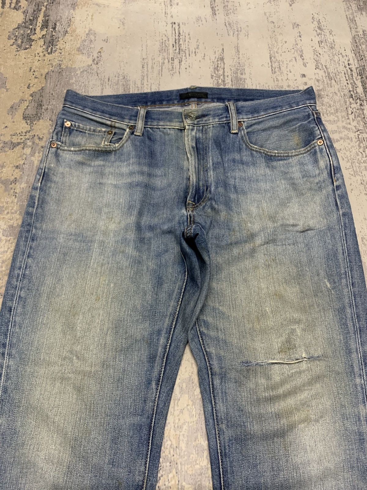 Uniqlo GRUNGE Vtg Uniqlo Rusty Distress Regular Fit Straight Co Size US 36 / EU 52 - 2 Thumbnail