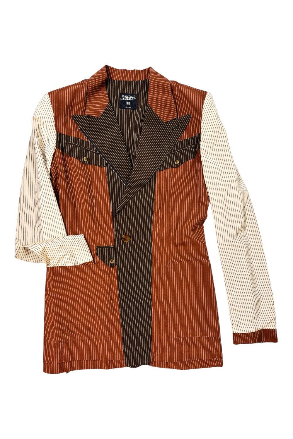 Jean Paul Gaultier Jean Paul Gaultier Archive Patchwork Pinstripe Blazer 2000s Size S / US 4 / IT 40 - 2 Thumbnail