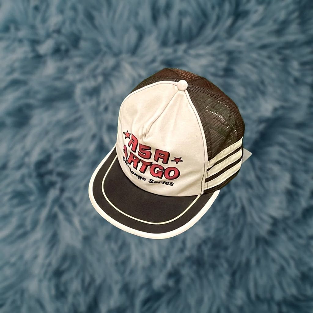Vintage VINTAGE Hat Mens One Size Three Stripe Trucker ASA ARTGO Challenge Series Rare VTG Made USA Size ONE SIZE - 1 Thumbnail