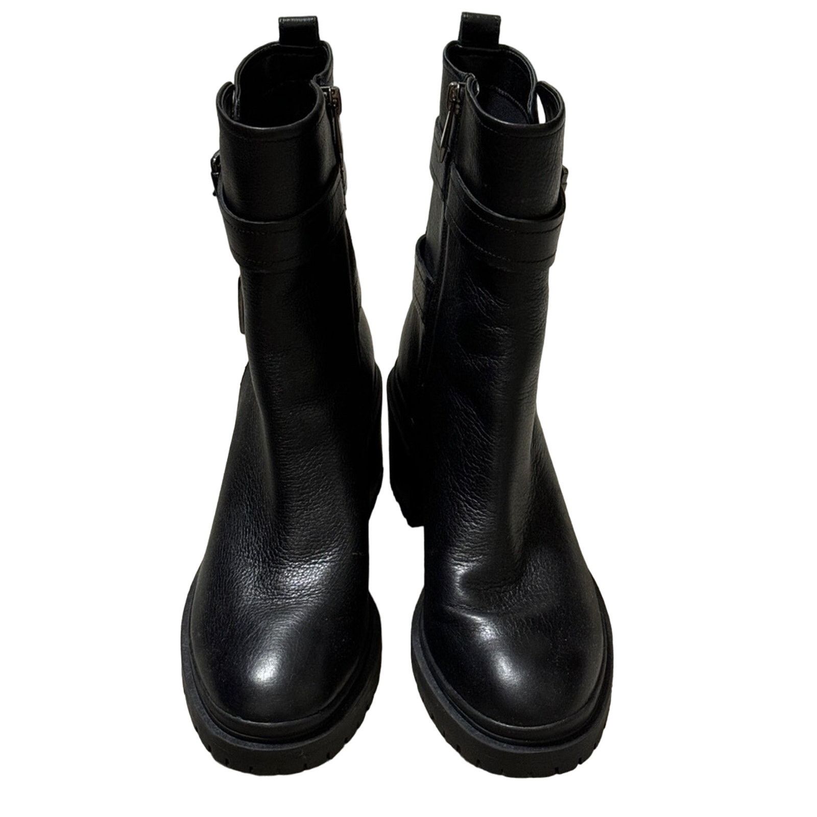 Other Trina Leather Moto Buckle Block Heel Boots Black Size 8 Size US 8 / IT 38 - 2 Thumbnail