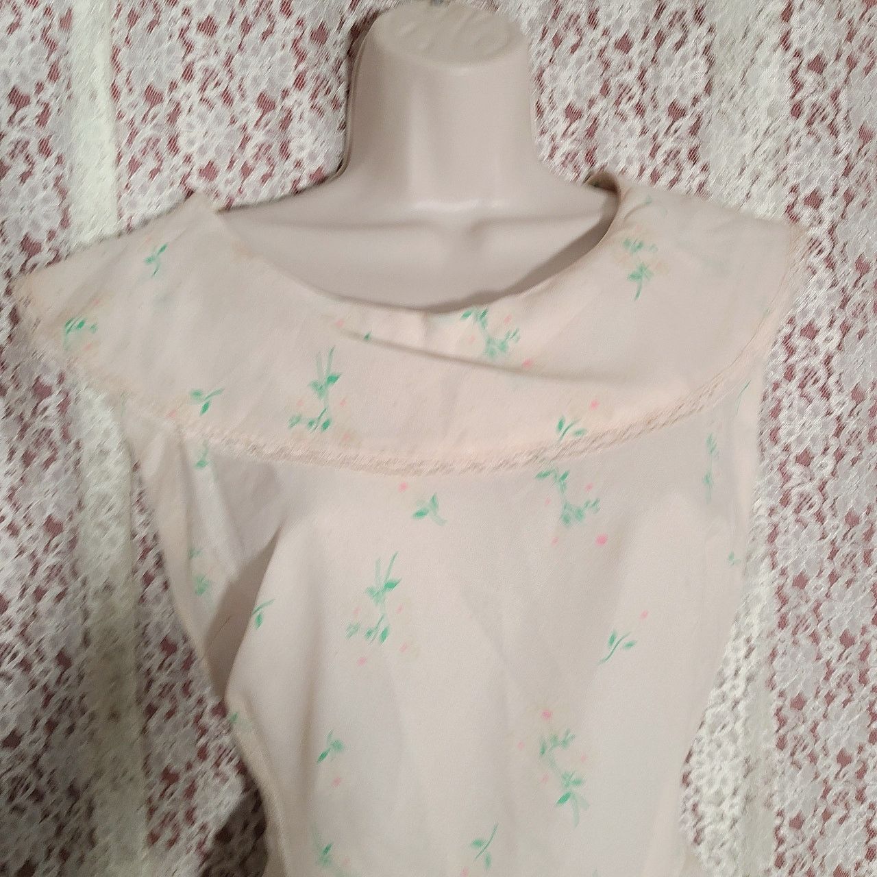 Handmade Vintage 60s handmade white floral print dress size medium Size M / US 6-8 / IT 42-44 - 4 Thumbnail