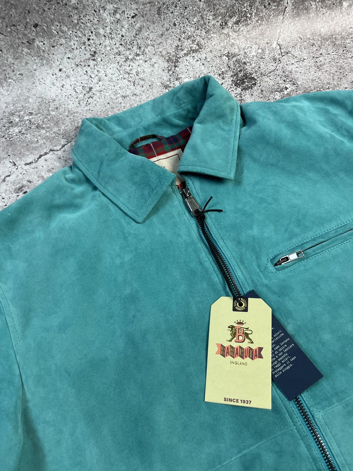 Baracuta Suede Racer Jacket Teal Size US L / EU 52-54 / 3 - 6 Thumbnail