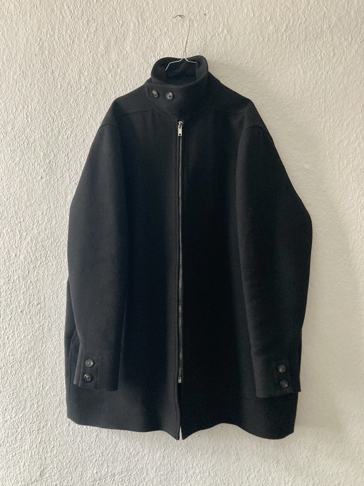 Pre-owned Rick Owens F/w 17 Jumbo Brother Wool Coat In Black