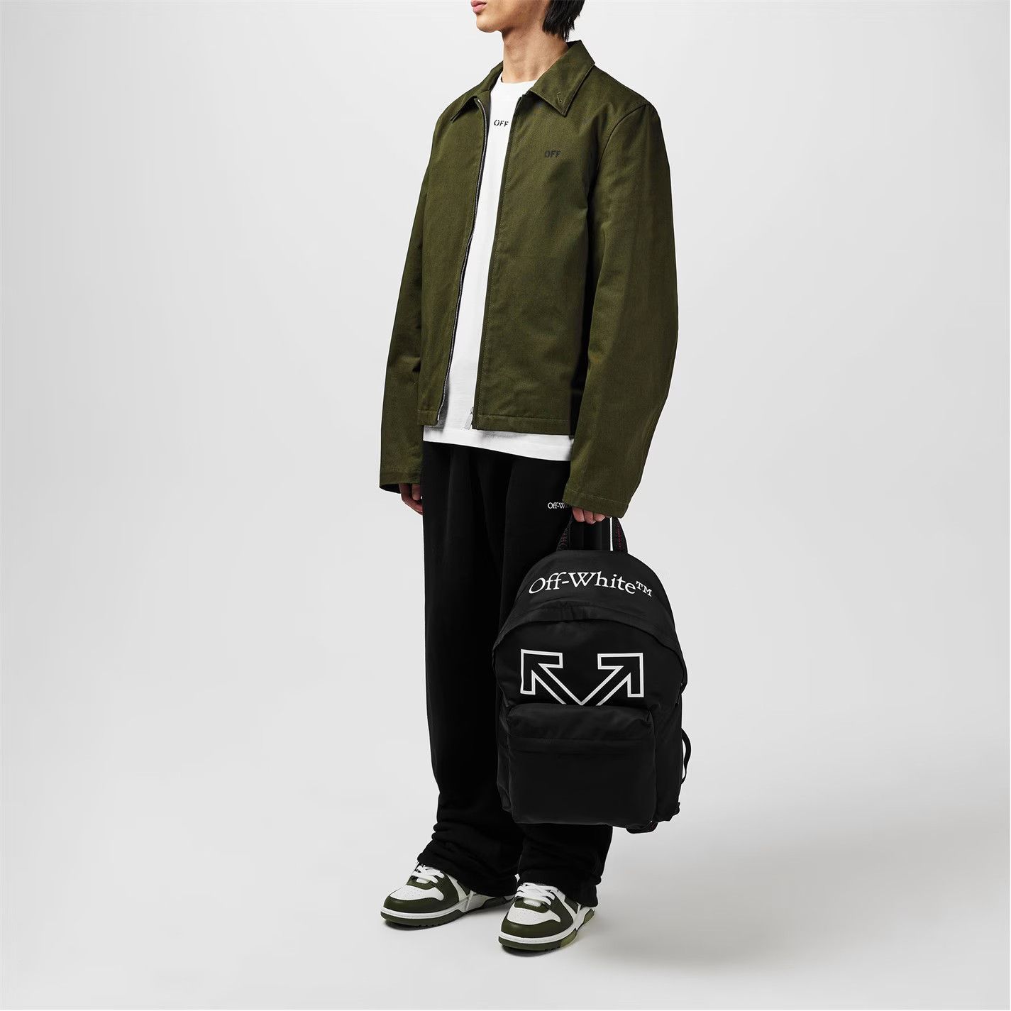 Off-White o1g2r1mq0326 Arrow Long Sleeve Zip Overshirt in Khaki Size US XL / EU 56 / 4 - 6 Thumbnail