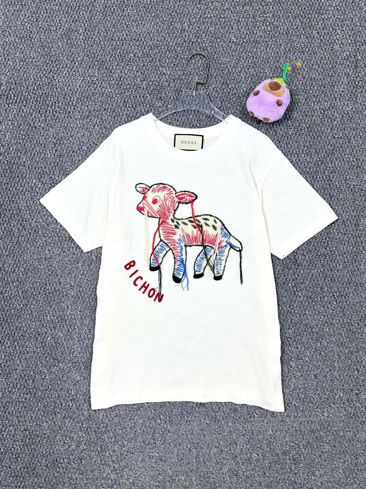 Gucci Guicci Beige embroidered lamb logo short-sleeve shirt| Size US M / EU 48-50 / 2 - 1 Thumbnail