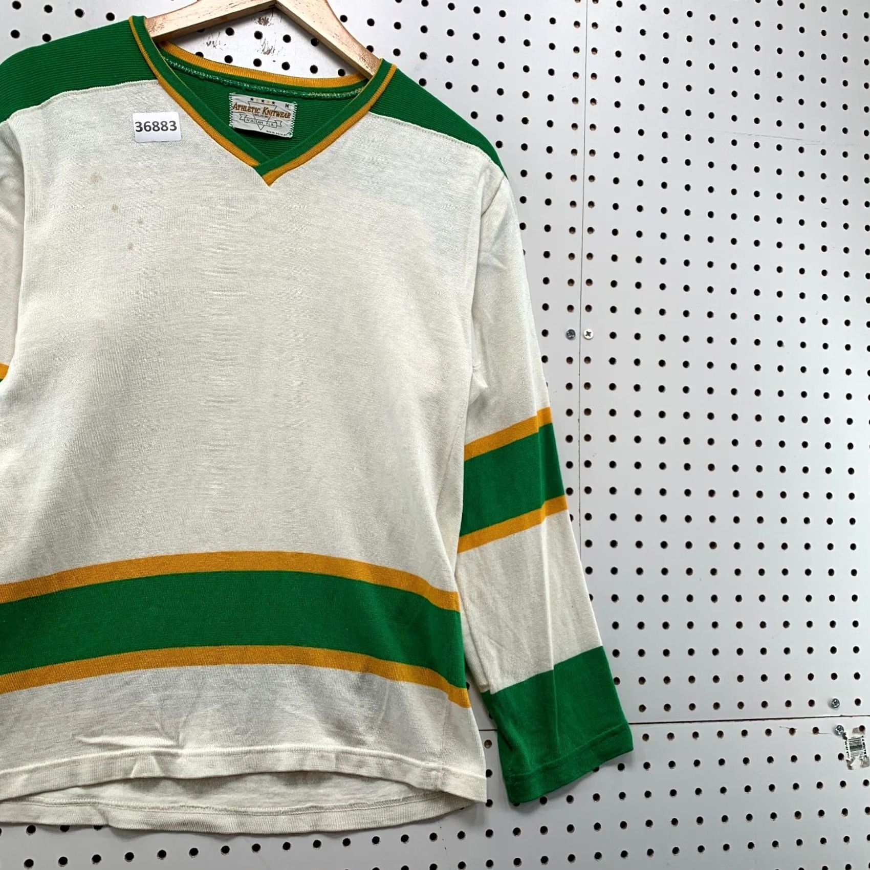 Vintage Athletic Knitwear Hockey Jersey Mens Medium White Green #9 USA VTH 60s 17x26 Size US M / EU 48-50 / 2 - 6 Thumbnail