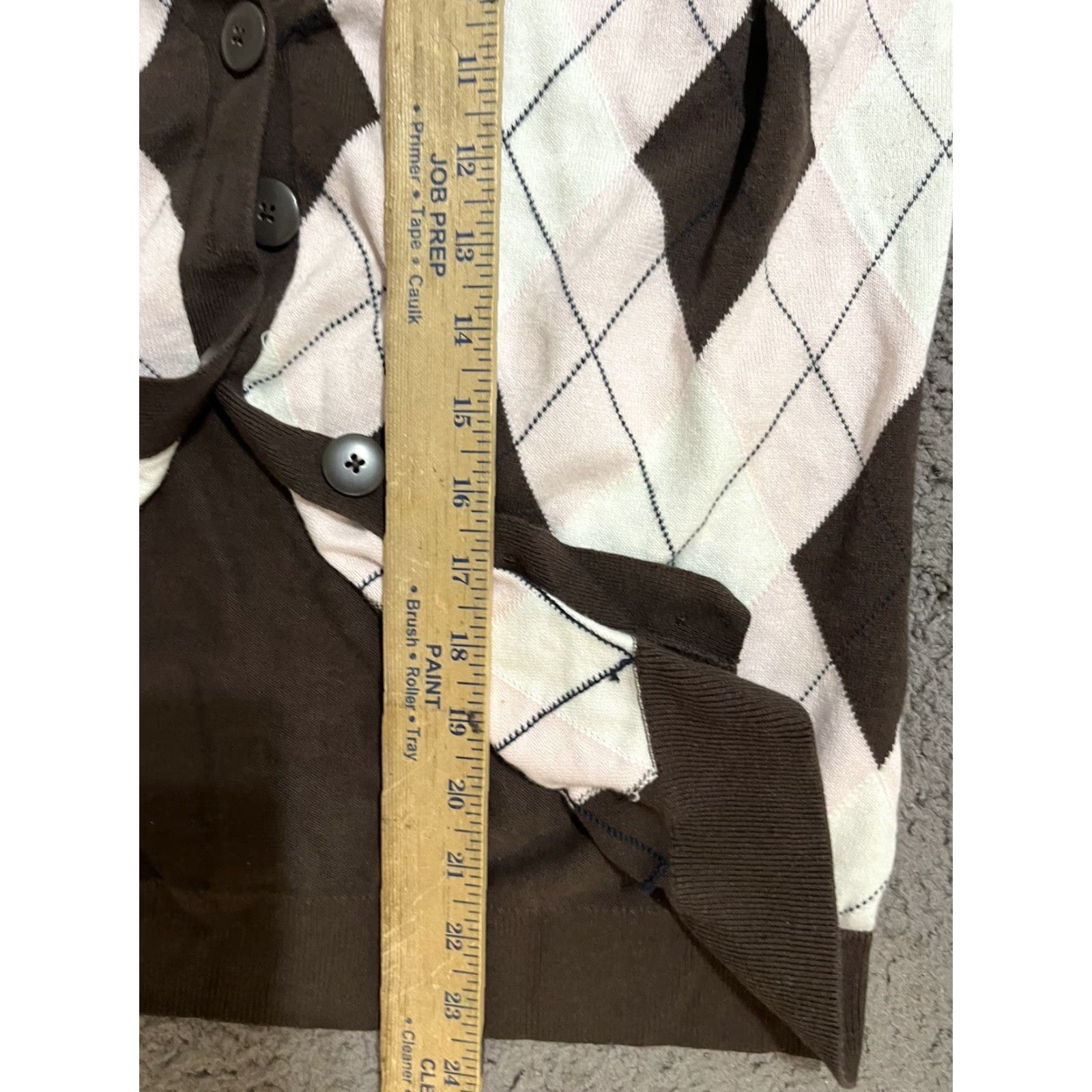 Tommy Hilfiger VINTAGE Tommy Hilfiger Cardigan Brown 100% Pima Cotton Diamond Print Women XL Size XL / US 12-14 / IT 48-50 - 5 Thumbnail