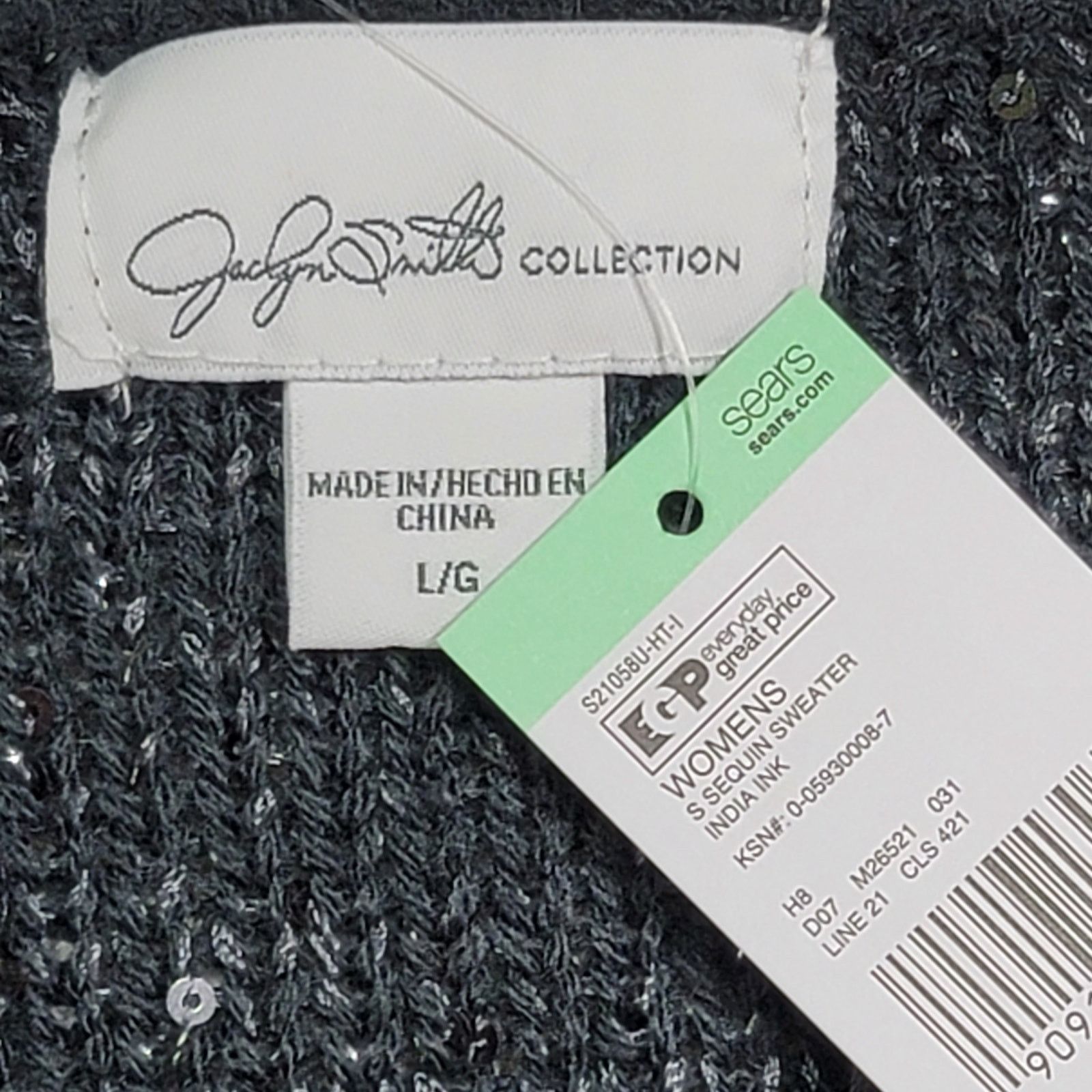 Other Jaclyn Smith Charcoal Sequin Layered Hem Sweater Large NWT Size L / US 10 / IT 46 - 5 Thumbnail