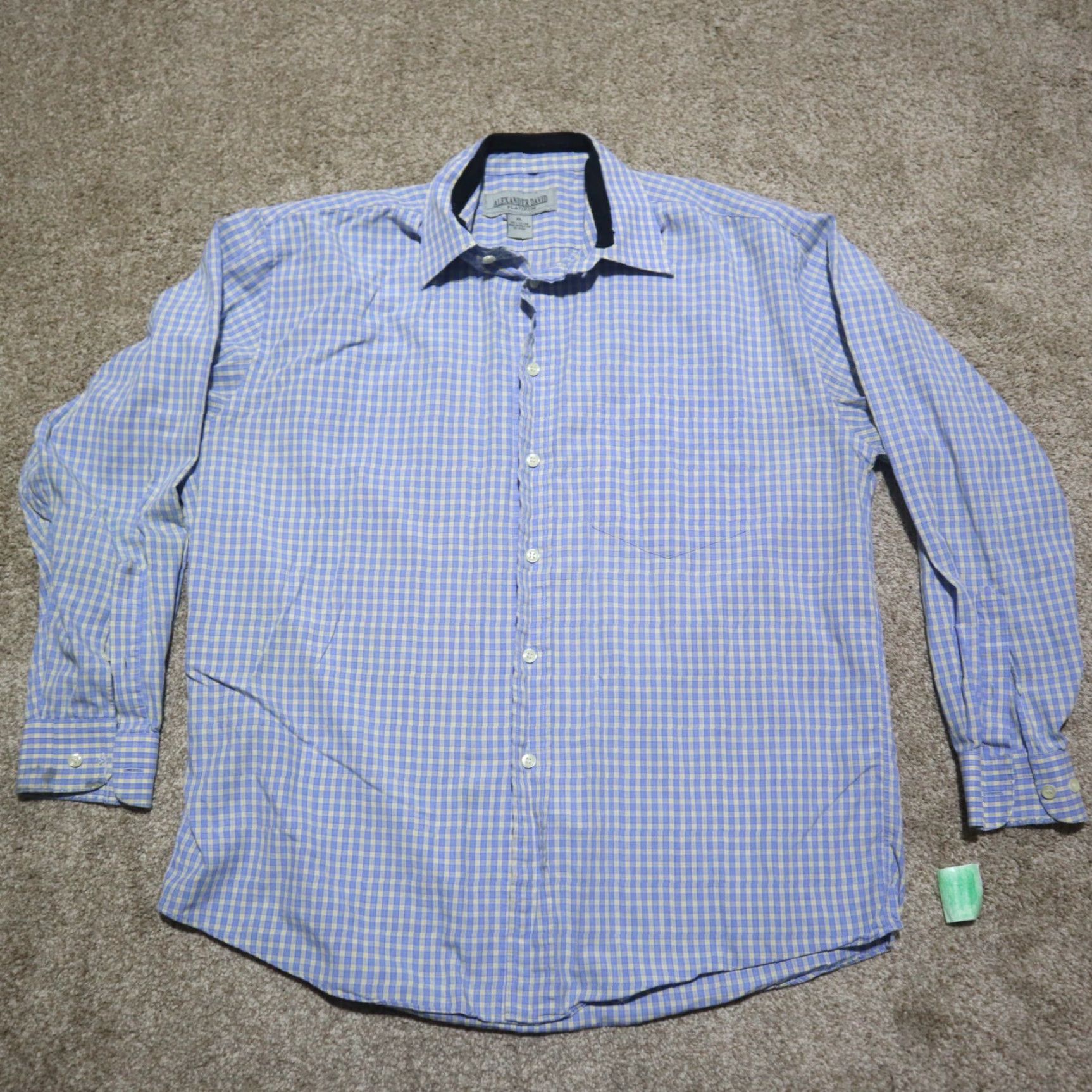 Vintage David Alexander Shirt Men XL Blue Plaid Button Down Long Sleeve Size US XL / EU 56 / 4 - 3 Thumbnail