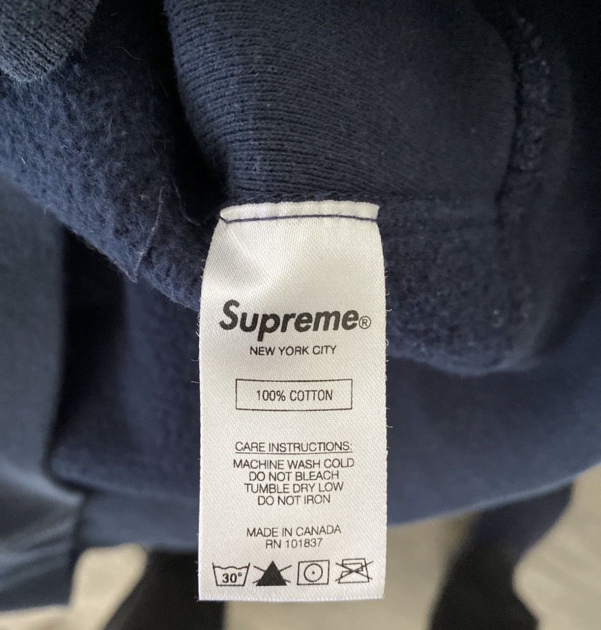 Navy Blue Supreme Logo Hoodie