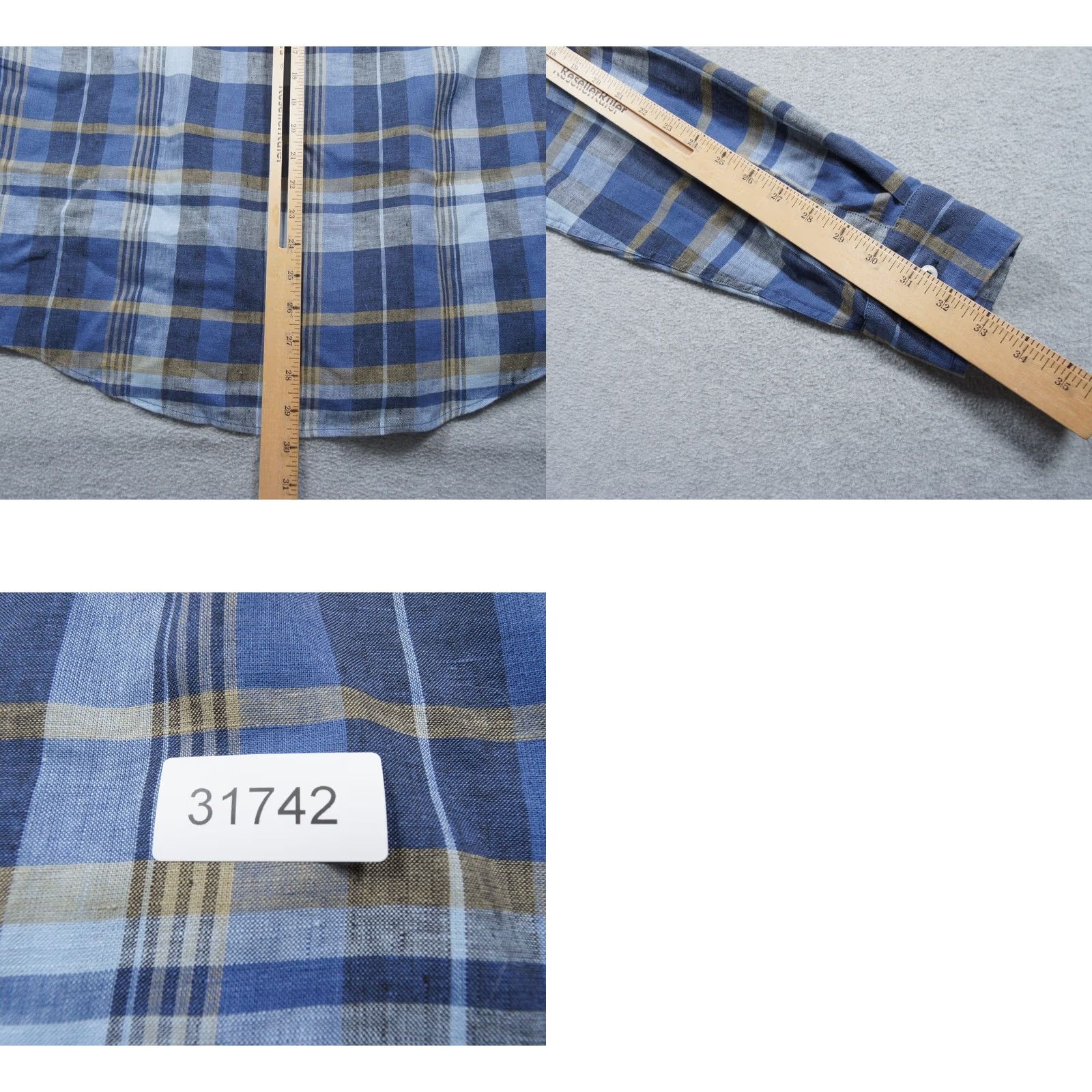 UNTUCKit UNTUCKit Shirt Mens Large Blue Button Down Long Sleeve Linen Plaid Work Business Size US L / EU 52-54 / 3 - 8 Thumbnail