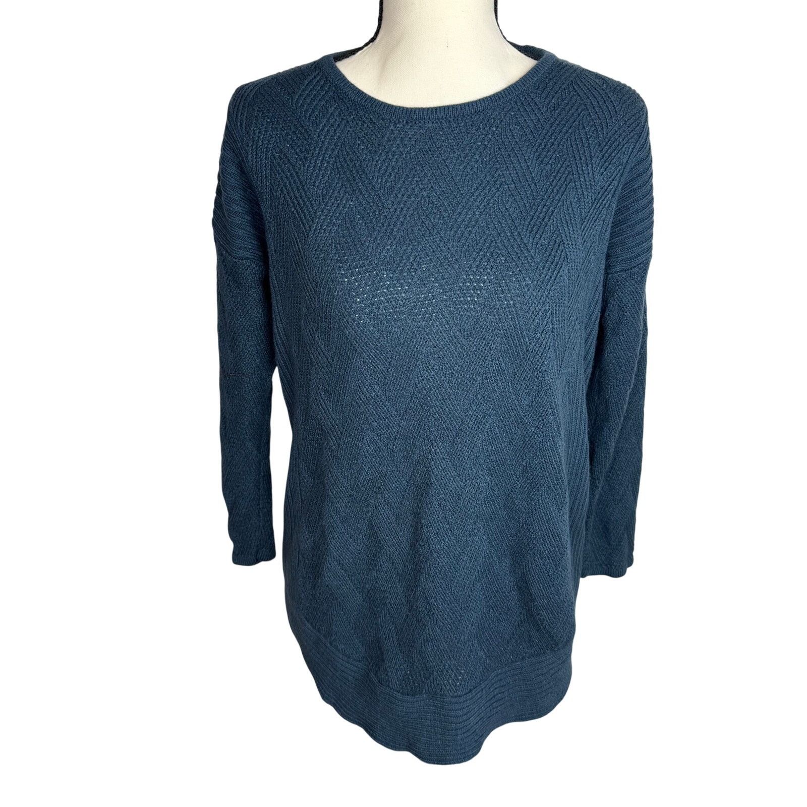 Lee Lee Blue Knit Sweater Medium Textured Minimalist Pullover Size M / US 6-8 / IT 42-44 - 3 Thumbnail