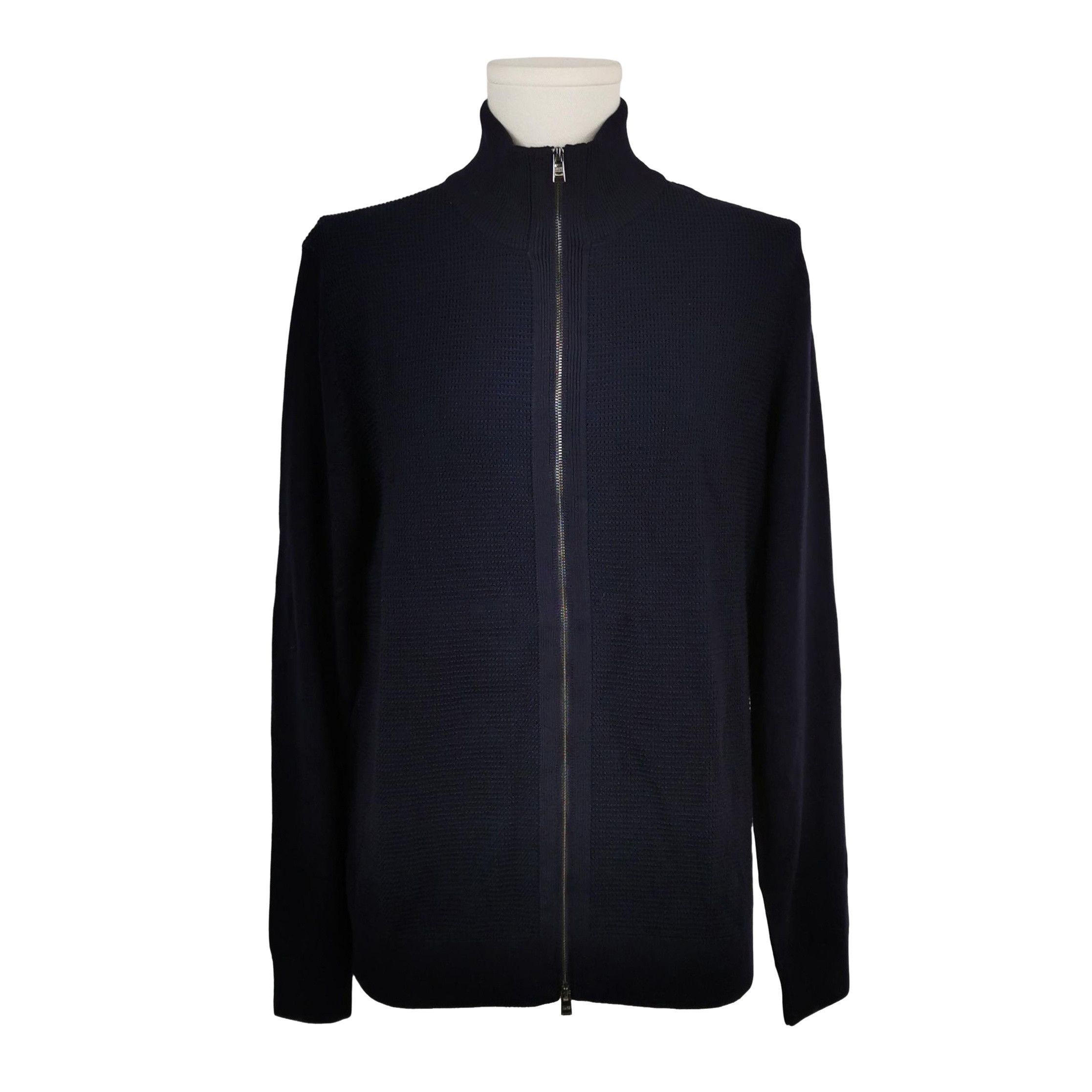 Hugo Boss Hugo Boss Navy Cotton Wool Zip Up Sweater US L Size US L / EU 52-54 / 3 - 1 Thumbnail
