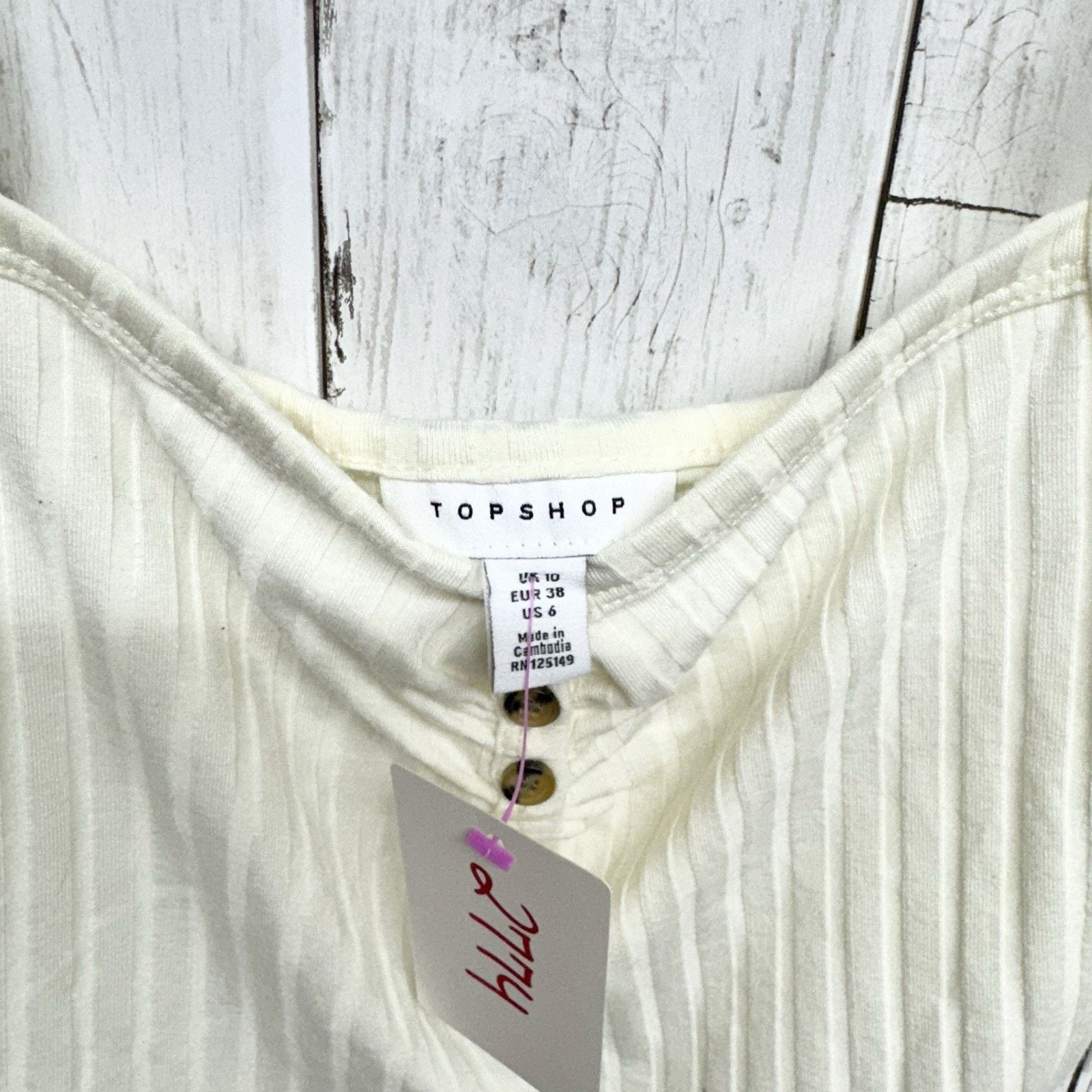 Topshop Topshop Blouse Sz 6 Ribbed Button Front Spaghetti Crop Tank Size M / US 6-8 / IT 42-44 - 2 Thumbnail