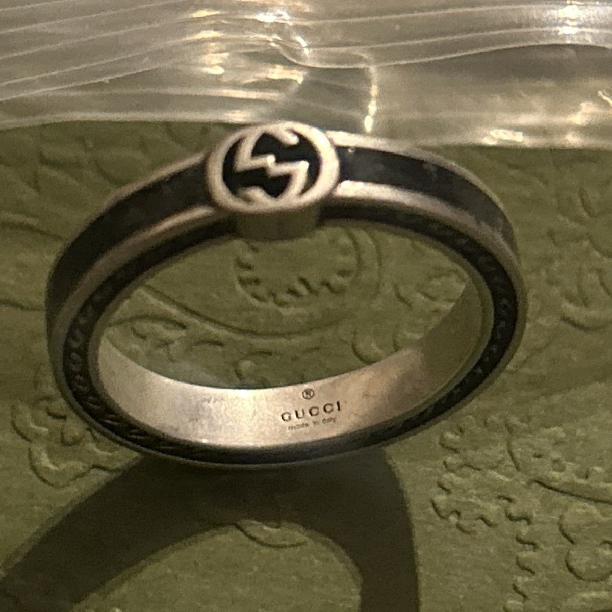 Gucci Gucci Interlocking G Enamel Thin Ring Black Ag925 701620 Size ONE SIZE - 5 Thumbnail