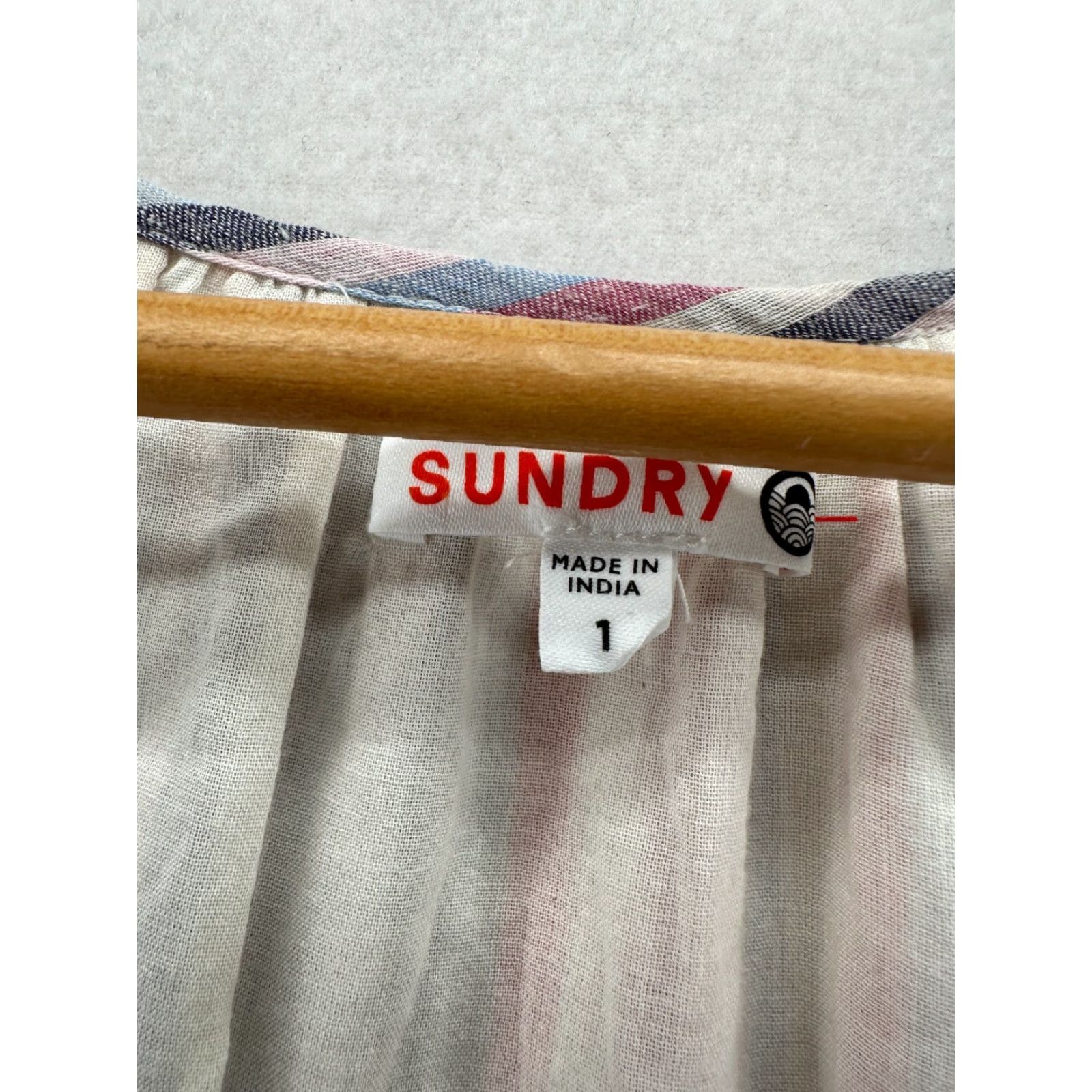 Sundry Sundry Striped Dress Long Sleeve Fit & Flare Cotton Womens Size 1 Knee Length Multicolor Casual Womens Size XS / US 0-2 / IT 36-38 - 5 Thumbnail