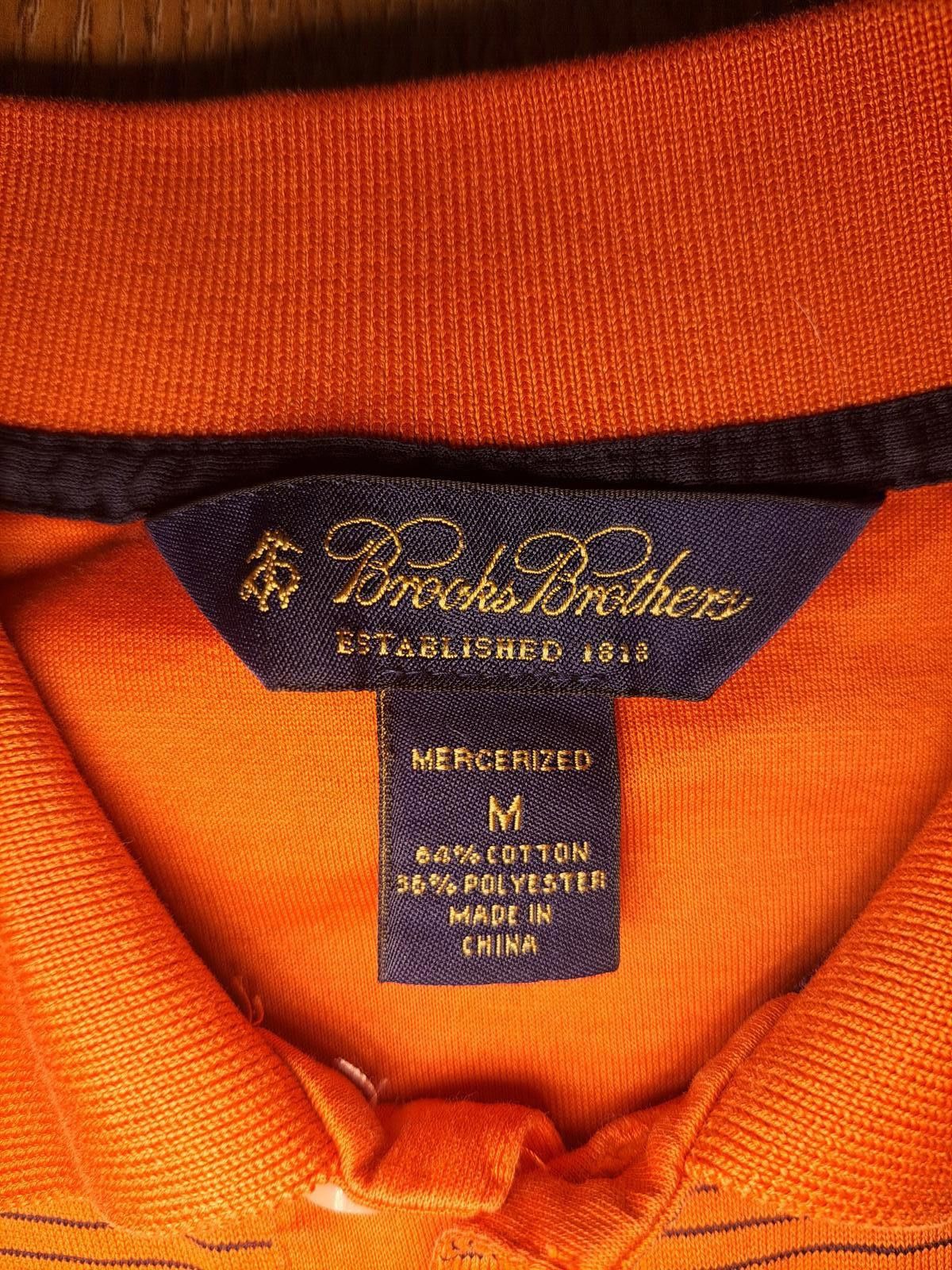 Brooks Brothers Brooks Brothers Polo Shirt Mens Medium Orange Striped Cotton Size US M / EU 48-50 / 2 - 2 Thumbnail