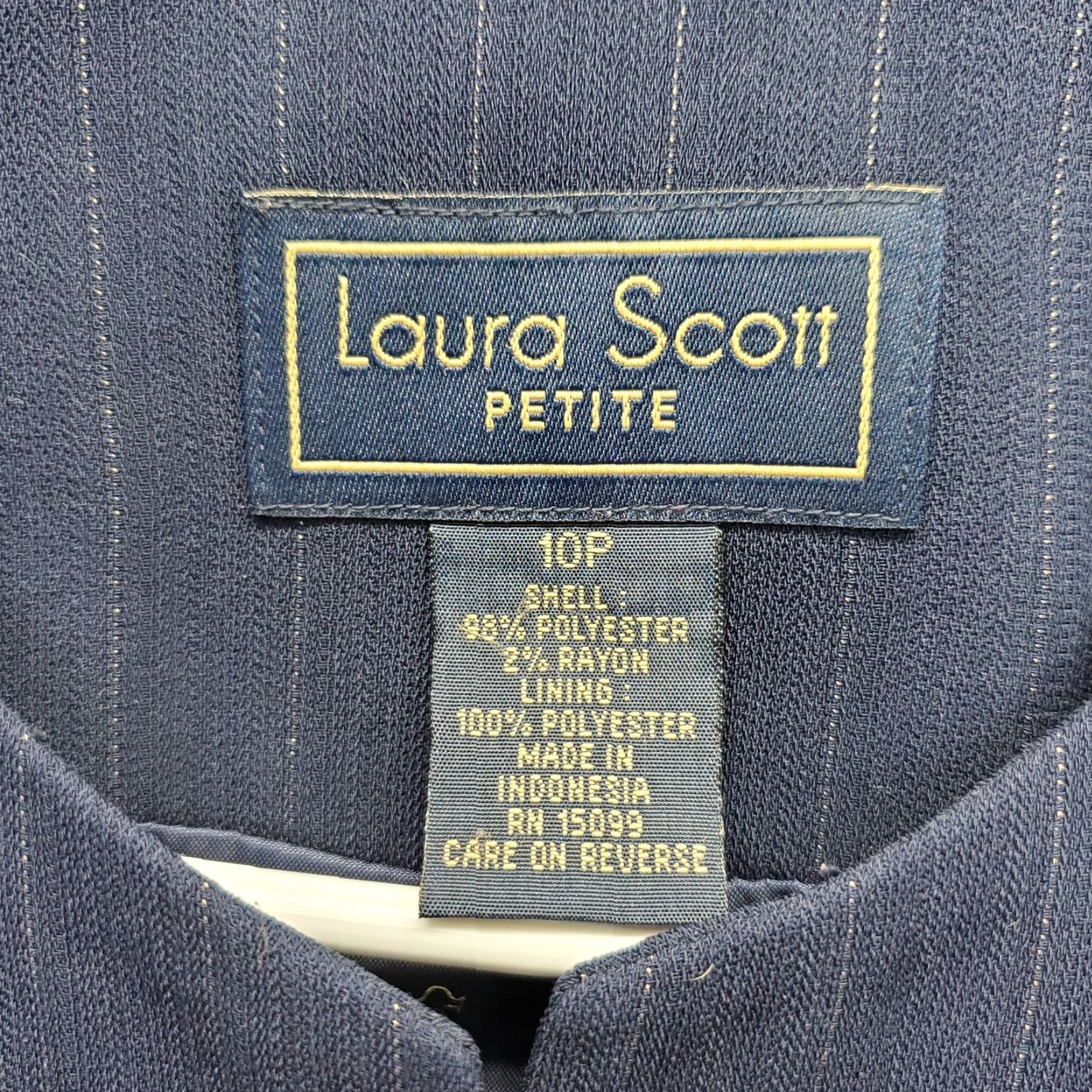 Vintage VINTAGE Laura Scott 2 Piece Set Womens 10P Navy Pinstripe Long Sleeve Single Breasted Shirt Size L / US 10 / IT 46 - 6 Thumbnail