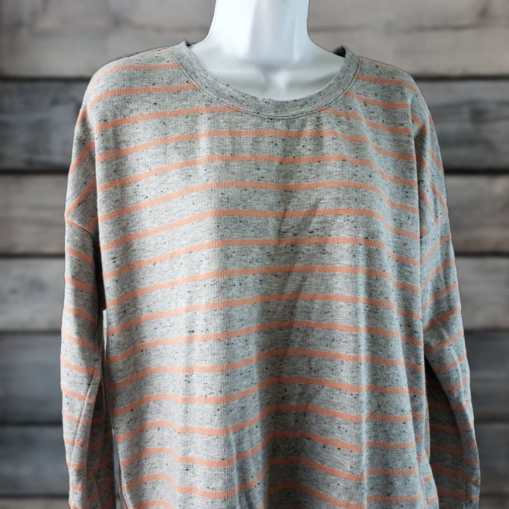 Lou & Grey Lou & Grey Womens Pullover Top Sz Large Gray Orange Stripe Side Zip Cotton Blend Shirt Womens L Gray Orange Stripe Lou & Grey Pullover Top Size L / US 10 / IT 46 - 1 Thumbnail