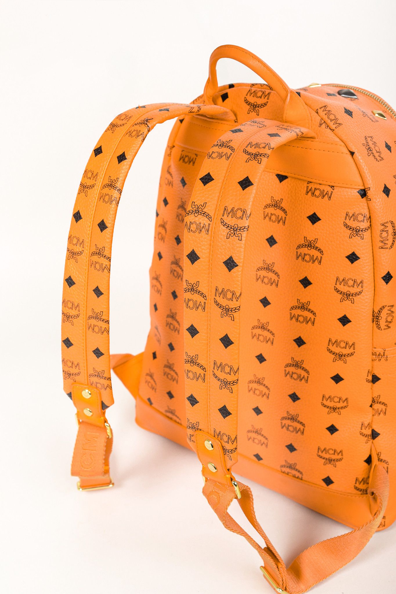 MCM MCM Stark Metal Studs Orange Monogram Backpack Size ONE SIZE - 7 Thumbnail