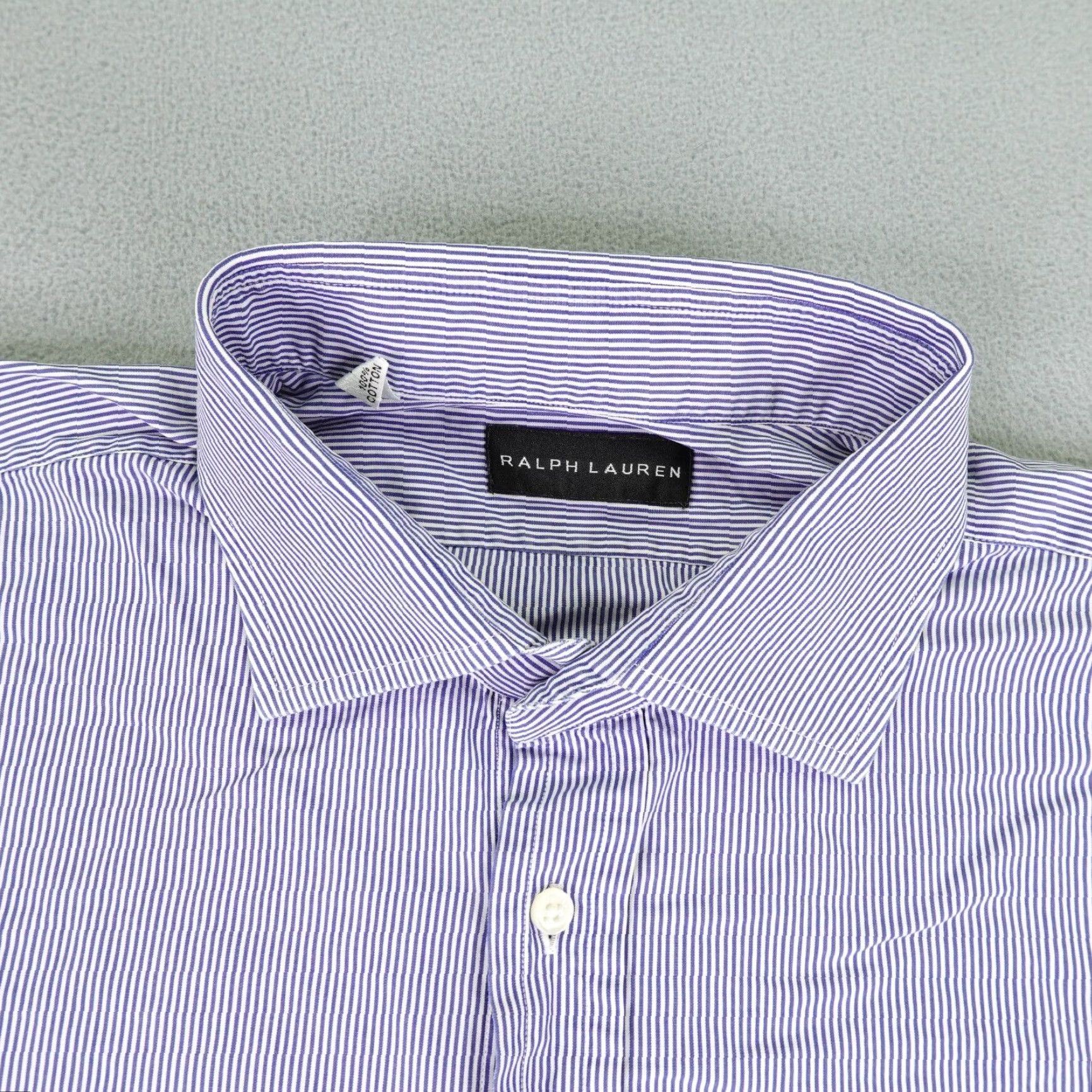 Ralph Lauren Ralph Lauren Shirt Mens XL Blue White Stripes Button Up Italy 17 Black Label? Size US XL / EU 56 / 4 - 2 Thumbnail