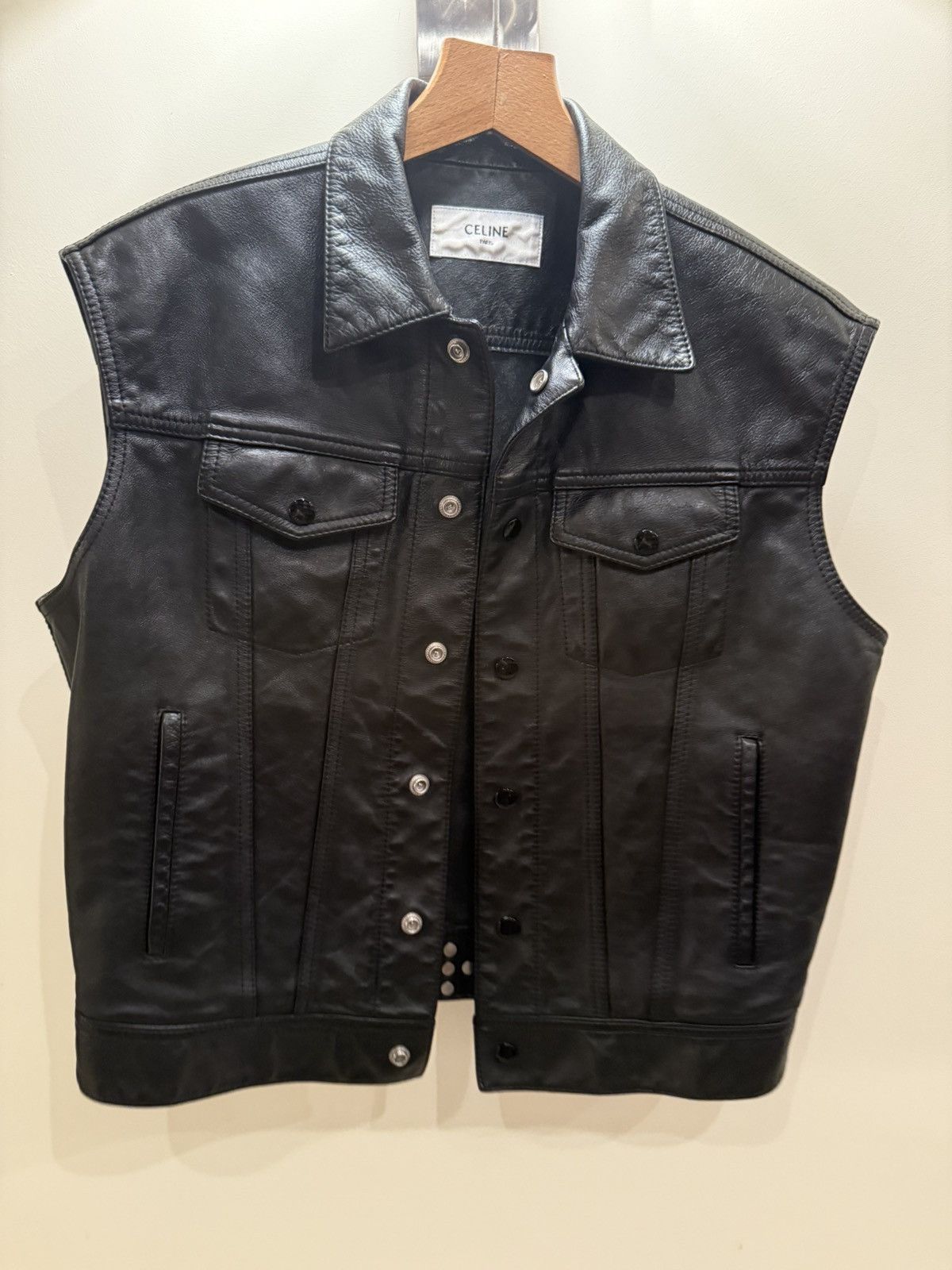 Celine × Hedi Slimane Celine Hedi Slimane 2021 1/1 Sample Leather Vest Size US M / EU 48-50 / 2 - 1 Thumbnail