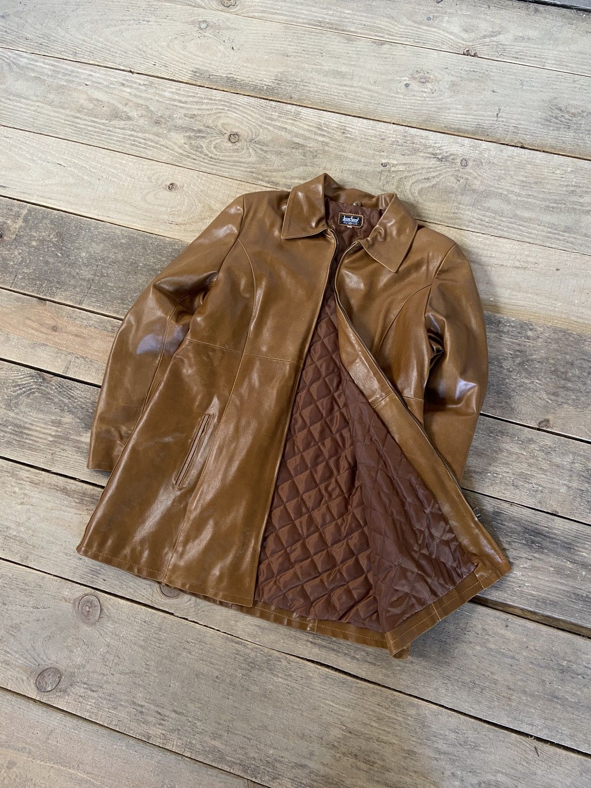 Vintage Leather jacket brown Vera Pelle made in Italy y2k