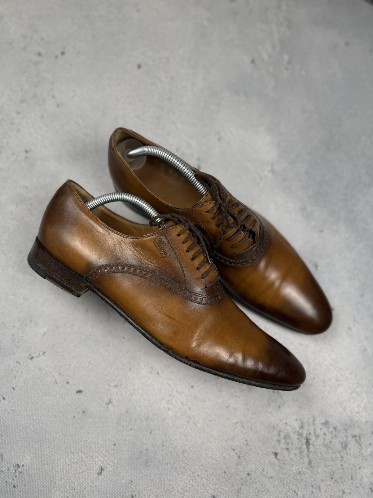 Gucci Gucci Vintage Burnished Brown Leather Oxford Dress Shoes Size US 8 / EU 41 - 3 Thumbnail