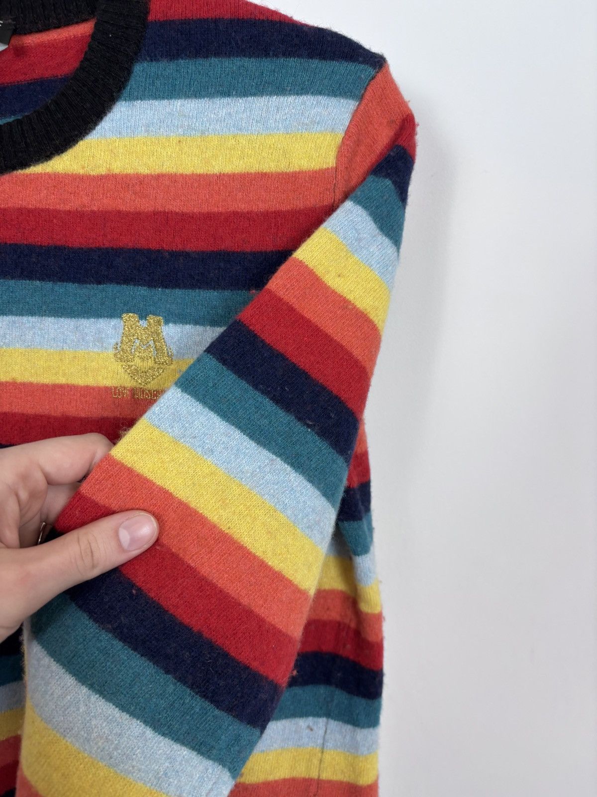 Love Moschino Love Moschino Women’s Rainbow Striped Wool Cashmere Sweater Size S / US 4 / IT 40 - 9 Thumbnail