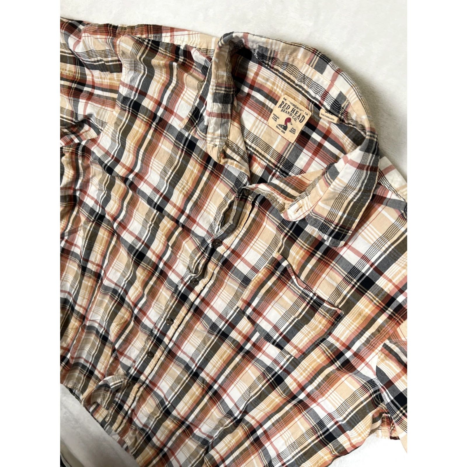 Vintage VINTAGE? (No) RedHead Shirt Mens 3XL Brown Plaid Short Sleeve Button Front Lightweight Casual Size US XXL / EU 58 / 5 - 5 Thumbnail