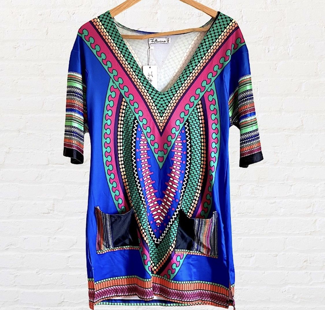 Other FUTURINO BOHO STYLE MINI DRESS WITH FRONT POCKETS Size L / US 10 / IT 46 - 3 Thumbnail