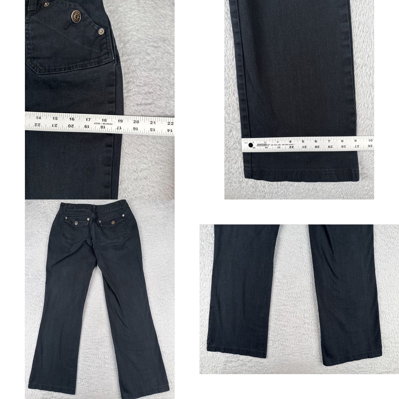 Denime Gianto Jeans Women Bootcut 6 Black Denim 28x31 Mid Rise 5-Pocket Cotton Stretch Flap Pocket Zipper Button Modern Jeans Womens Size 28" / US 6 / IT 42 - 9 Thumbnail