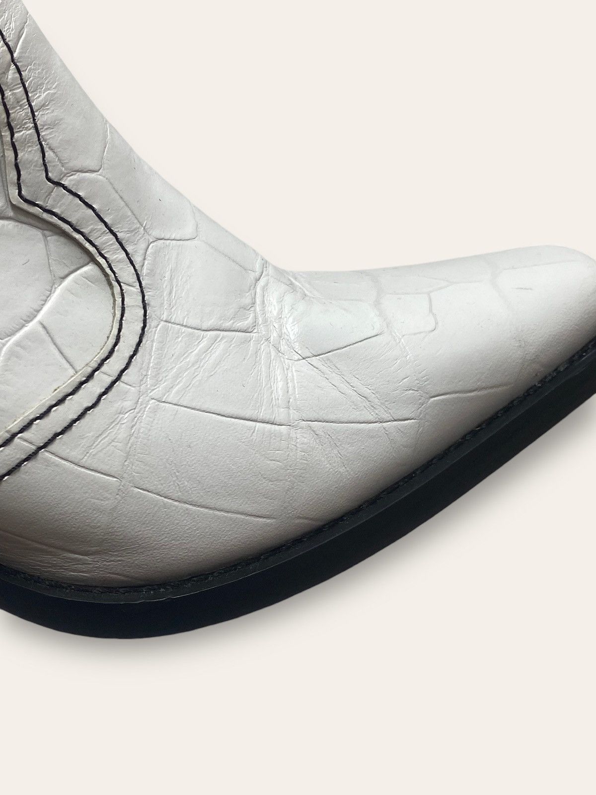 Ganni Vintage GANNI Leather White Chelsea High Top Cowboy Boots Size US 8 / IT 38 - 12 Thumbnail