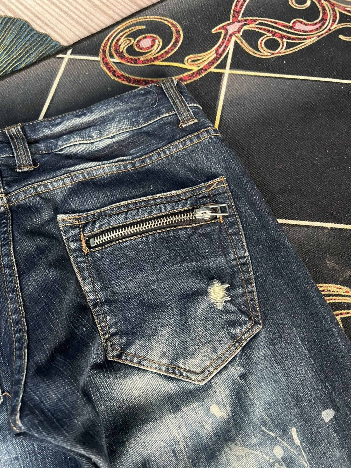 Japanese Brand VINTAGE ROOT THREE STYLE DISTRESSED PAINTER JEANS Size US 33 - 17 Thumbnail