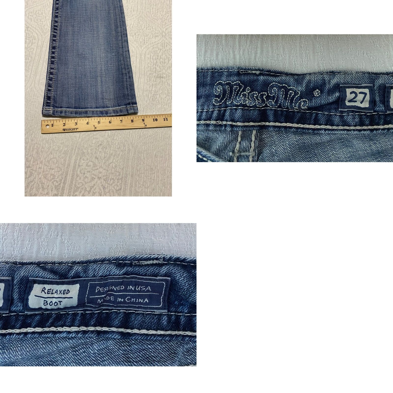 Miss Me Miss Me Relaxed Boot Jeans Blue 27 5-Pocket Denim Rhinestone Embellished Distressed Bootcut Y2K Bling Women Mens Size 27" / US 4 / IT 40 - 8 Thumbnail