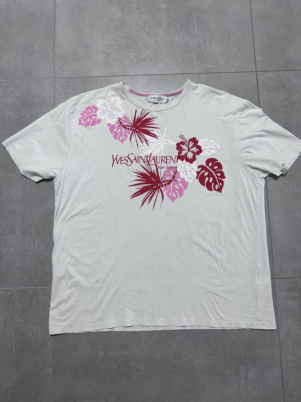 Yves Saint Laurent Yves Saint Laurent YSL Floral Big Logo T-Shirt Size XXL Size US XXL / EU 58 / 5 - 1 Thumbnail