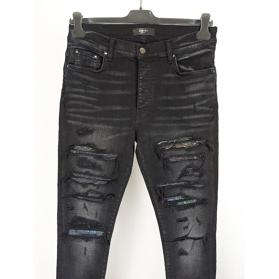 Amiri o1rshd1 Rainbow Paisley Thrasher Jeans in Aged Black Size US 34 / EU 50 - 3 Thumbnail