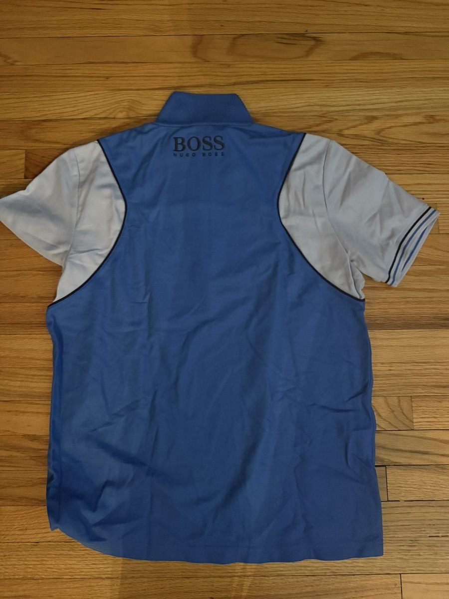 Hugo Boss Hugo Boss Green Label Half-Zip Polo Shirt Blue/Light Blue Size US M / EU 48-50 / 2 - 2 Thumbnail