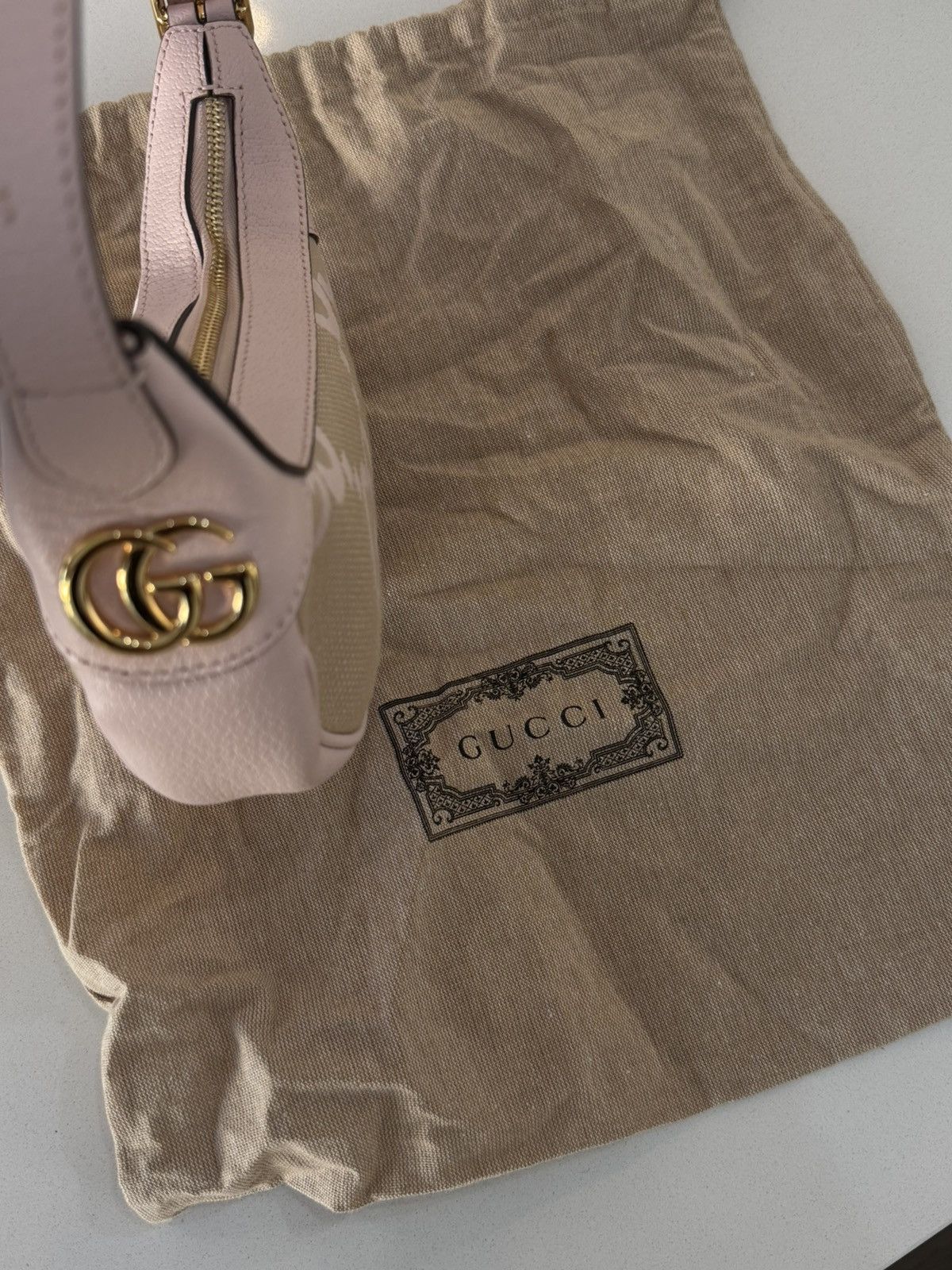 Gucci Gucci Half-Moon Ophidia bag in Pink and tan Size ONE SIZE - 7 Thumbnail