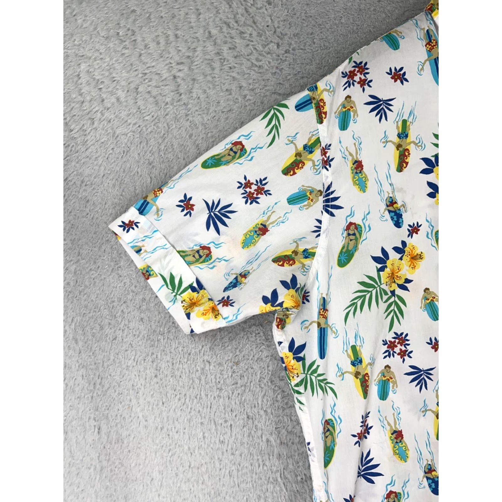 Izod IZOD Shirt Mens XL White Floral Surfers Palm All Over Print Flower Hawaiian Button-Up Size US XL / EU 56 / 4 - 6 Thumbnail
