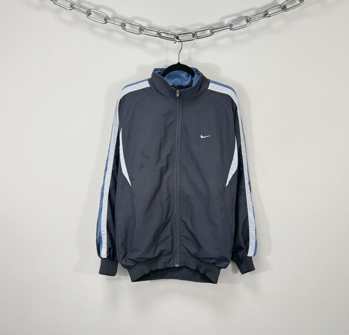 Nike Vintage Nike Y2K Retro Swoosh Gray Full Zip Track Jacket Size US XL / EU 56 / 4 - 1 Thumbnail