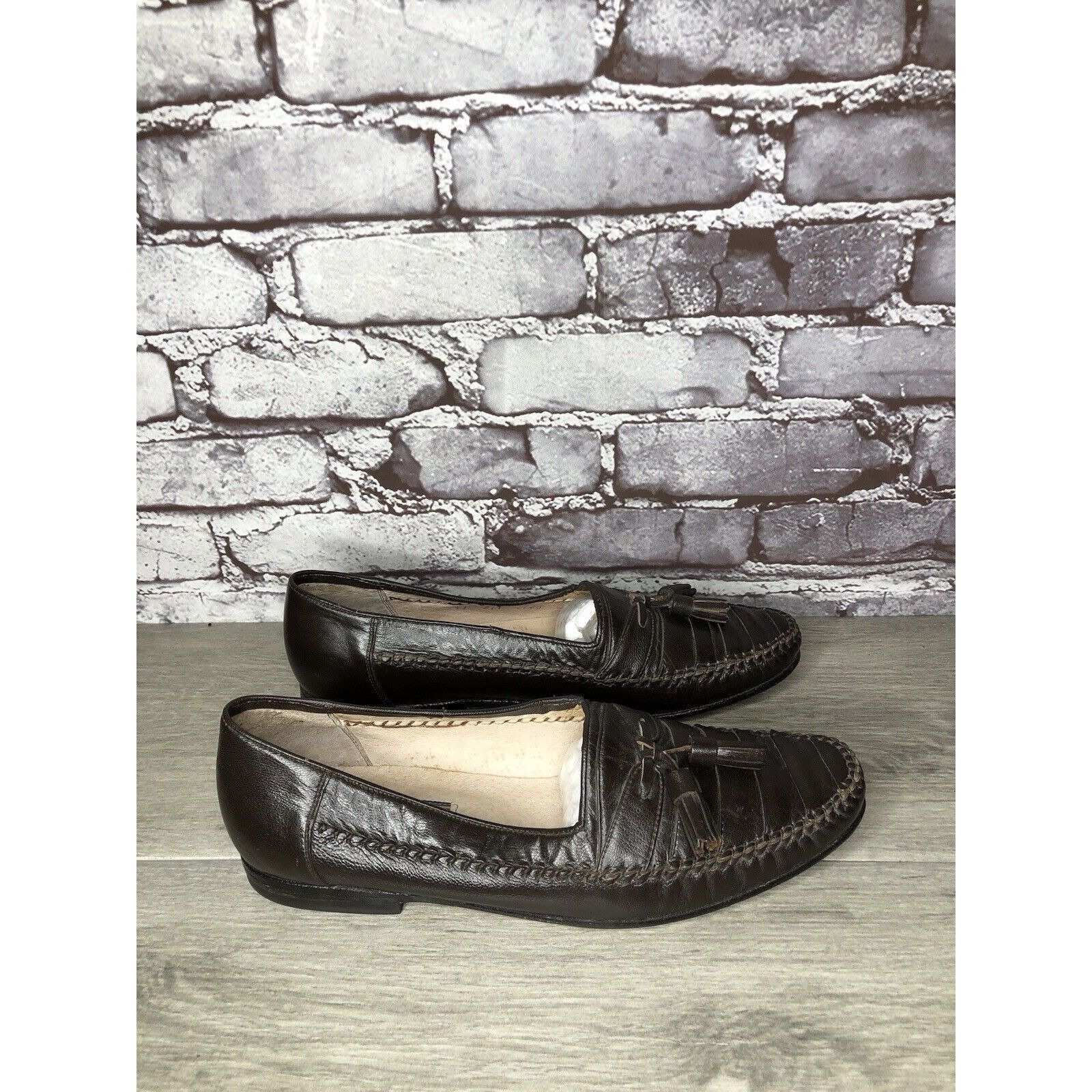 Other Andre Verger Brown Leather Tassel Loafers Handsewn Shoes Men Size US 8 / EU 41 - 11 Thumbnail