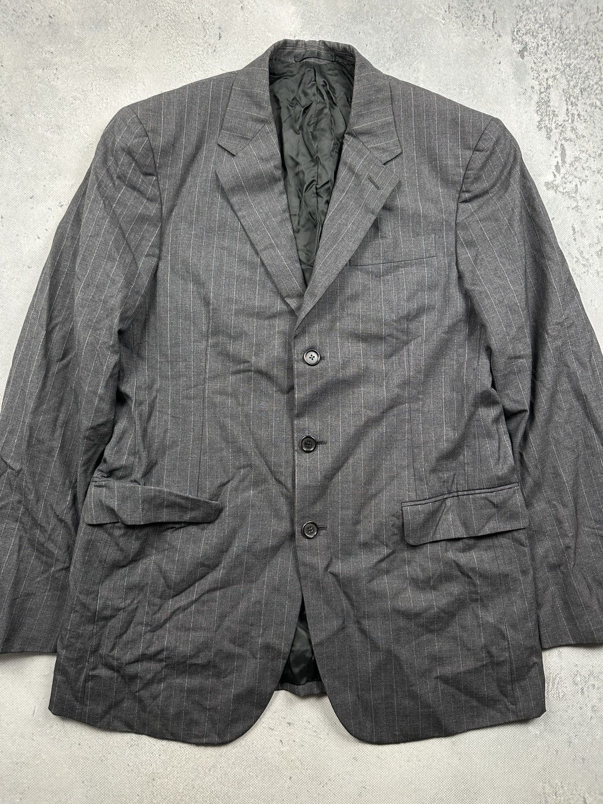 Prada Prada Milano Grey Pinstripe Virgin Wool 00s Blazer 48R Italy Size 48R - 18 Thumbnail